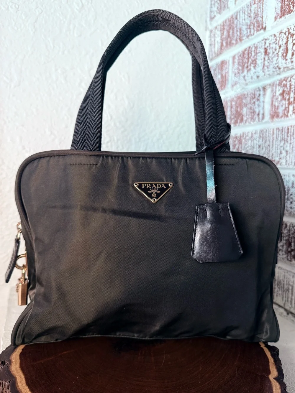 Prada  Nylon Satchel with Gold Hardware